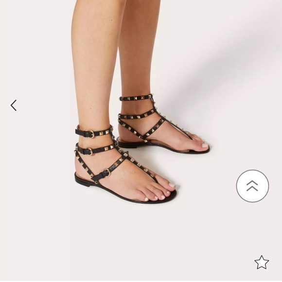 NEW Valentino Rockstud Calfskin flat flip flop sandal size 37 black 🖤 RV $990 - Picture 6 of 13